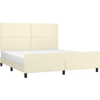 vidaXL Vidaxl - Estructura De Cama Con Cabecero Cuero Sint&eacute;tico Crema 180x200cm