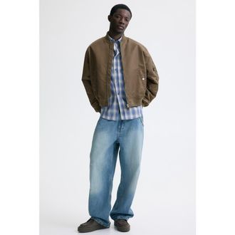 H&M Padded Nylon Bomber Jacket in Khaki Green at Nordstrom, Size Xxx-Large