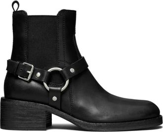 Tory Burch Moto Boot 50mm - Dames - Chelseaboots - Zwart - 36 EU - Leer - Schoenen
