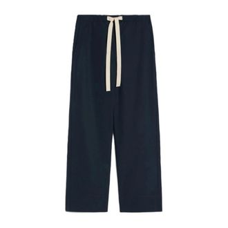 Max Mara Wide Trousers, female, Blue, Size: XL Straight Leg Trousers