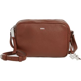 BOSS Scarlet Leather Crossbody Bag in Open Brn at Nordstrom