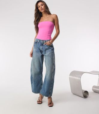 Good American Body modellante senza spalline color sorbetto ai frutti di bosco con corsetto-Rosa