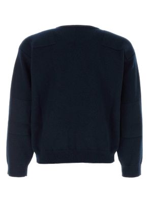 Jil Sander Mens Midnight Blue Wool Blend Sweater 412 Exterior: Polypropylene Maglieria