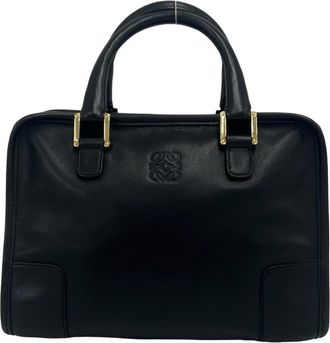 Loewe Black Leather Boston Bag Handbag Tote Bag (Pre-Owned)