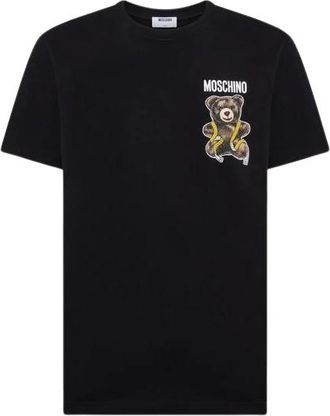 Moschino Teddy Bear Cotton Jersey T-shirt - male - Moschino - T-Shirts - Black - 2XL - Tops