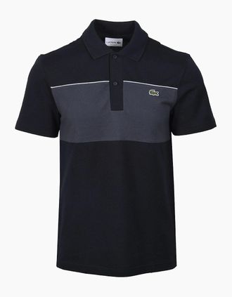 Lacoste Mens LACOSTE BLOCK COLOUR POLO SHIRT BLACKBIRD/GRAPE - Size: 38