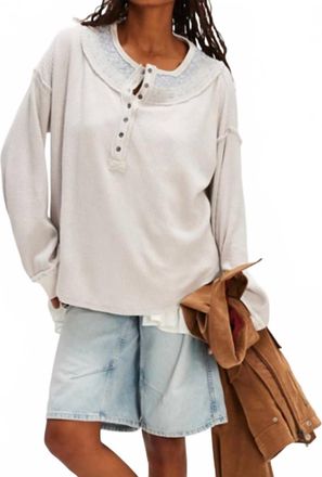 Free People Holly Henley Top In Heather Grey