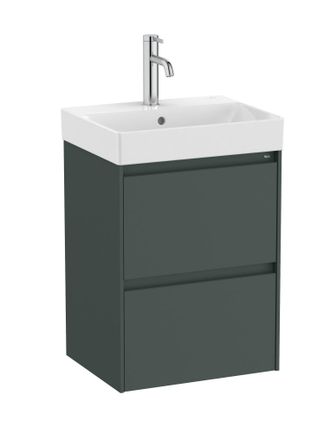 Roca Roca - Pack Unik Mueble Base Compacto De 2 Cajones + Lavabo Ona Color: Verde Mate - Medidas: 450x360x645 Mm