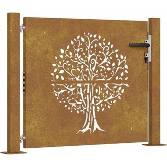 vidaXL Puerta De Jard&iacute;n Acero Corten Dise&ntilde;o &Aacute;rbol 105x80 Cm Vidaxl