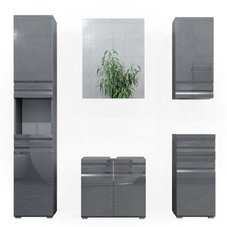 Vicco Set mobili bagno Freddy, Antracite lucido, 5 parti