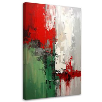 Feeby Cuadro En Lienzo, Abstracci&oacute;n Gris Roja Y Verde, 80x120