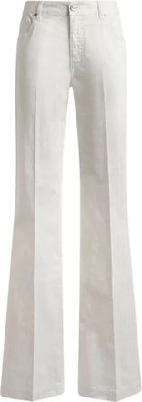 Etro Pegaso Lange Uitlopende Jeans - Dames - Wijde Broeken - Wit - W25 - Katoen - Broeken