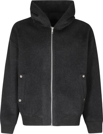Department Five Anthracite Hooded Ribbed Trim Wool Jacket