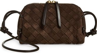 Bottega Veneta Concert Intrecciato Suede Crossbody Pouch in 2132 Fondant-Gold at Nordstrom