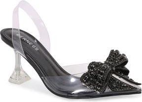 Berness Nina Rhinestone Bow Clear Kitten Heel Pump in Black at Nordstrom Rack, Size 7.5