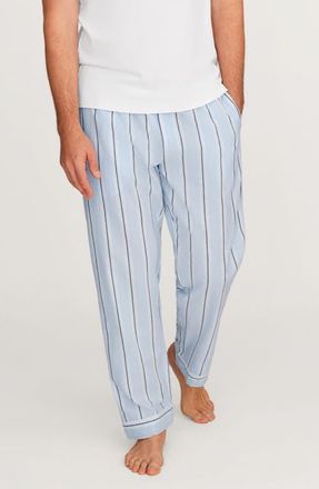 Petite Plume Stripe Cotton Twill Pajama Pants in Blue at Nordstrom, Size X-Large