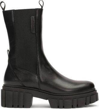 Kazar Zwarte slip-on Chelsea-laarzen op klavertjeszool. Dit product valt groot uit. - Dames - Chelseaboots - Zwart - 39 EU - Leer - Schoenen
