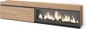 Skraut Home Skraut Home - Mueble Tv, Televisi&oacute;n, Muebles De Sal&oacute;n, Almacenaje, 210, Para Tv Hasta 80, Chimenea El&eacute;ctrica Xxl, Estilo Moderno, Roble