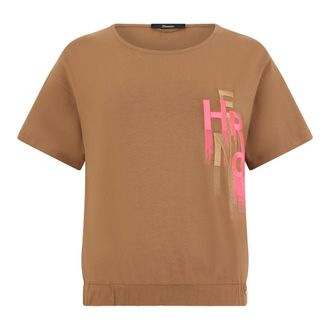 Herno T-Shirts, female, Brown, Size: M Interlock Jersey T-Shirt with Embroidery