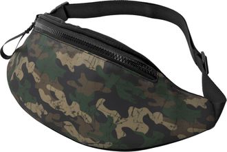 Generic Vintage Camouflage Pattern Waist Bag Bum Bag Adjustable Fanny Packs For Ladies Hiking Travel 14X35Cm