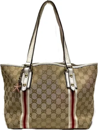Gucci Sherry Line Beige Gg Canvas Tote Bag (Pre-Owned)