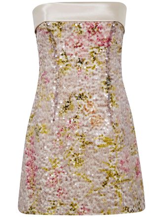 Alberta Ferretti Printed Sequins Mini Dress