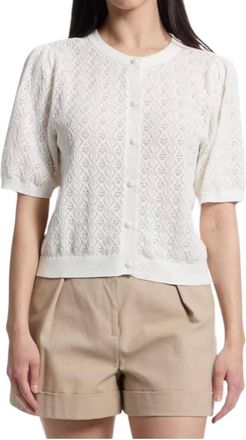 Lilla P Pointelle Cardigan In White