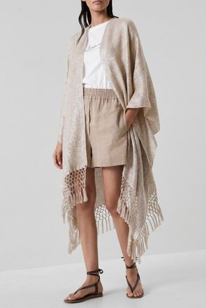 Brunello Cucinelli Beige Linen Blend Scarf, Brand Size OS (US Size OS)