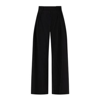 Dries Van Noten Wide Broeken - Dames - Broeken - Zwart - Maat: S Katoen