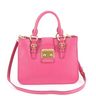 Miu Miu Pink Leather Handbag Shoulder Bag Tote Bag (Pre-Owned)