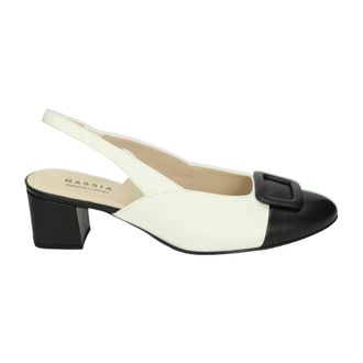 Hassia Witte Sling-back Sandaal - Dames - Pumps - Wit - 38 1/2 EU - Leer - Schoenen