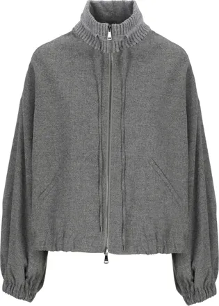 D.exterior Grey Wool Bomber Jacket