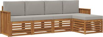 vidaXL Conjunto De Sof&aacute;s De Exterior 5 Uds. Natural Y Gris Claro Vidaxl