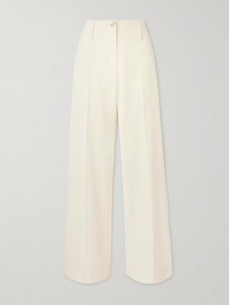 Patou Pantaloni A Gamba Affusolata In Twill Di Lana Stretch - Avorio