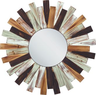 Beliani Beliani - Espejo De Pared De Madera De Abeto Clara Blanco Verde 75 Cm Accesorio Tampico