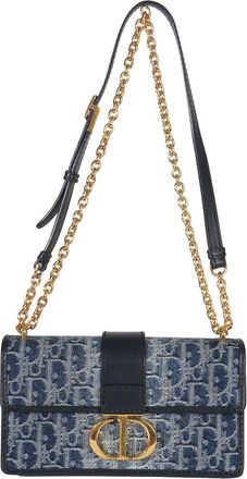 Dior Blue Denim Oblique 30 Montaigne East West Chain Bag (Authentic Pre-Loved)