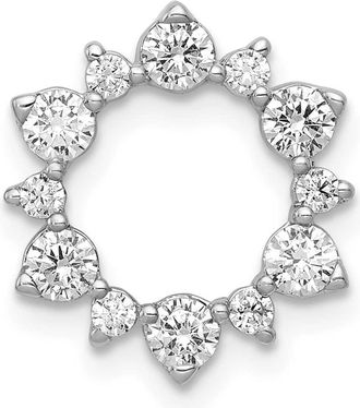 Diamond2Deal 14K White Gold Lab Grown Diamond Fancy Circle Chain Slide Pendant (0.61ct, VS, G-H)