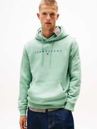 Tommy Jeans Hoodie TOMMY JEANS TJM REG LINEAR LOGO HOODIE EXT, Herren, Gr. XXL, bunt (cloudy jade multi), Sweatware, Obermaterial: 80% Baumwolle, 20% Polyester, r