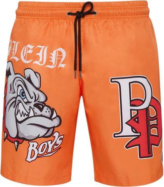 Philipp Plein Swim Trunks Bulldogs - Heren - Strandmode - Oranje - 4XL - Polyester - Badmode