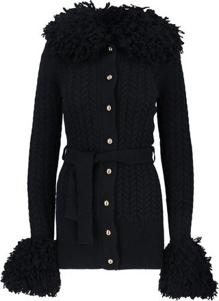 Patou Long Cardigan With Wool And Cashmere Fringes