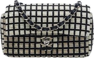 Chanel Pre-owned Tweed Crossbody Bag - Dames - Vintage Schoudertas - Zwart - ONE Size - Tweed - Vintage