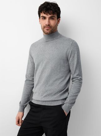 Le 31 Mens TENCEL TM modal and organic cotton mock-neck sweater