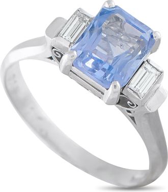 Luxury Bazaar Platinum 0.18 ct Diamond and 2.05 ct Sapphire Ring MF68-101625