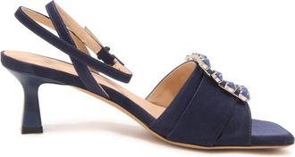 Roberto Festa Milano Perzik Satijnen Sandaal 6cm Hak - Dames - Sandalen met hakken - Blauw - 37 1/2 EU - Satijn - Schoenen