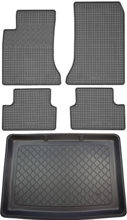 OEM Mercedes Clase B W246 Furgoneta (5 Puertas) De 10.2011 A 12.2018 Set - Alfombrillas De Goma Para Coche + Alfombrilla Para Maletero