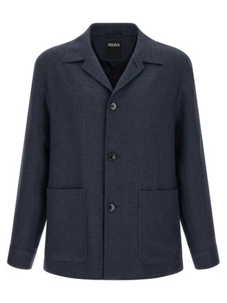 Ermenegildo Zegna Dark Blue Solid Jackets