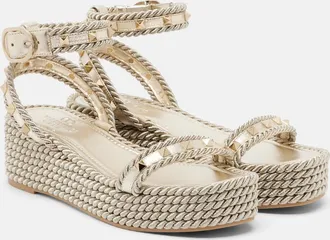 Valentino Garavani Alpargatas con cu&ntilde;a Rockstud Torchon de piel