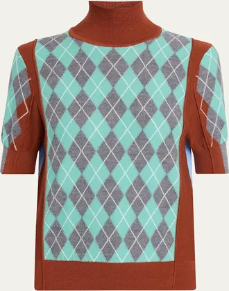 Zankov Melani Argyle Turtleneck Top