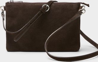Simons Womens Minimalist suede crossbody bag Exclusive collection from Italy