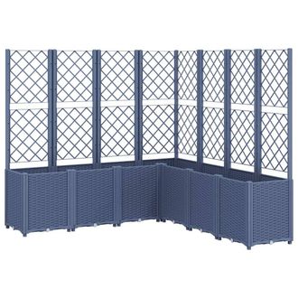 Berkfield Home Garden Planter with Trellis Blue Grey 160x160x140 cm PP | Size: 160 x 160 x 140 cm